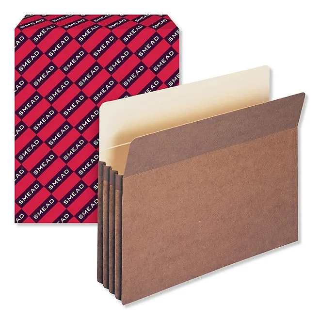 Smead 3 1/2" Expansion Pocket, Straight Tab, Letter, Manila/Redrope 25ct. 2