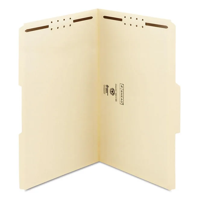 Smead 1/3 Cut Assorted Positions Two Fastener File Folder, Manila Legal, 50ct. 3