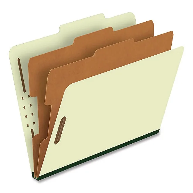 Pendaflex 6-Section Pressboard Classification File Folders, Grey Green Letter, 10 ct. 2