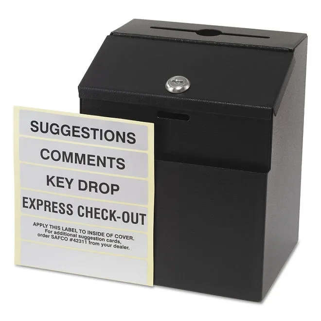 Safco Steel Suggestion/Key Drop Box with Locking Top, Black 3
