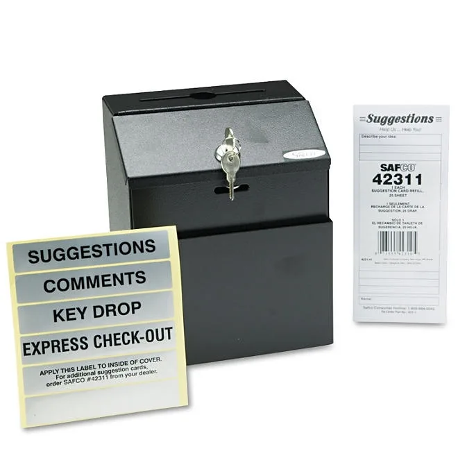 Safco Steel Suggestion/Key Drop Box with Locking Top, Black 2