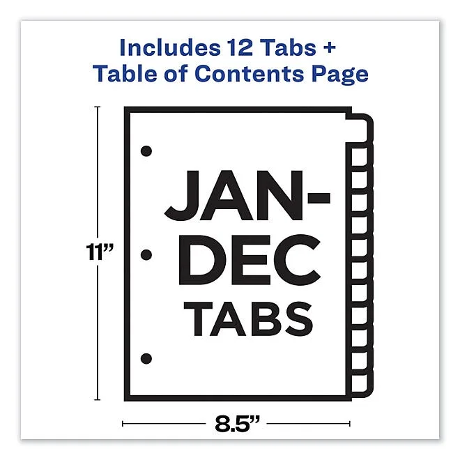 Avery Customizable TOC Ready Index Multicolor Dividers, 12-Tab, Letter 5