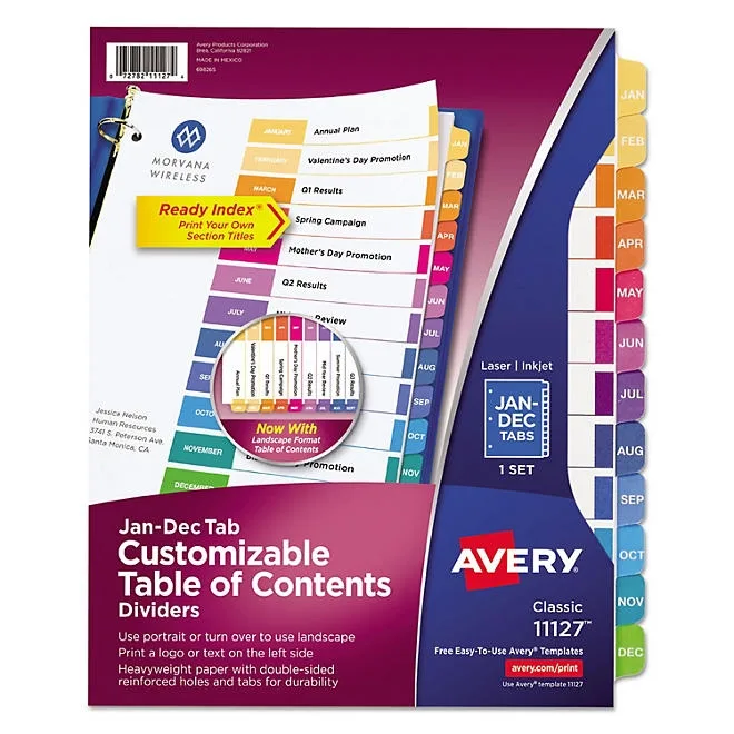 Avery Customizable TOC Ready Index Multicolor Dividers, 12-Tab, Letter 2