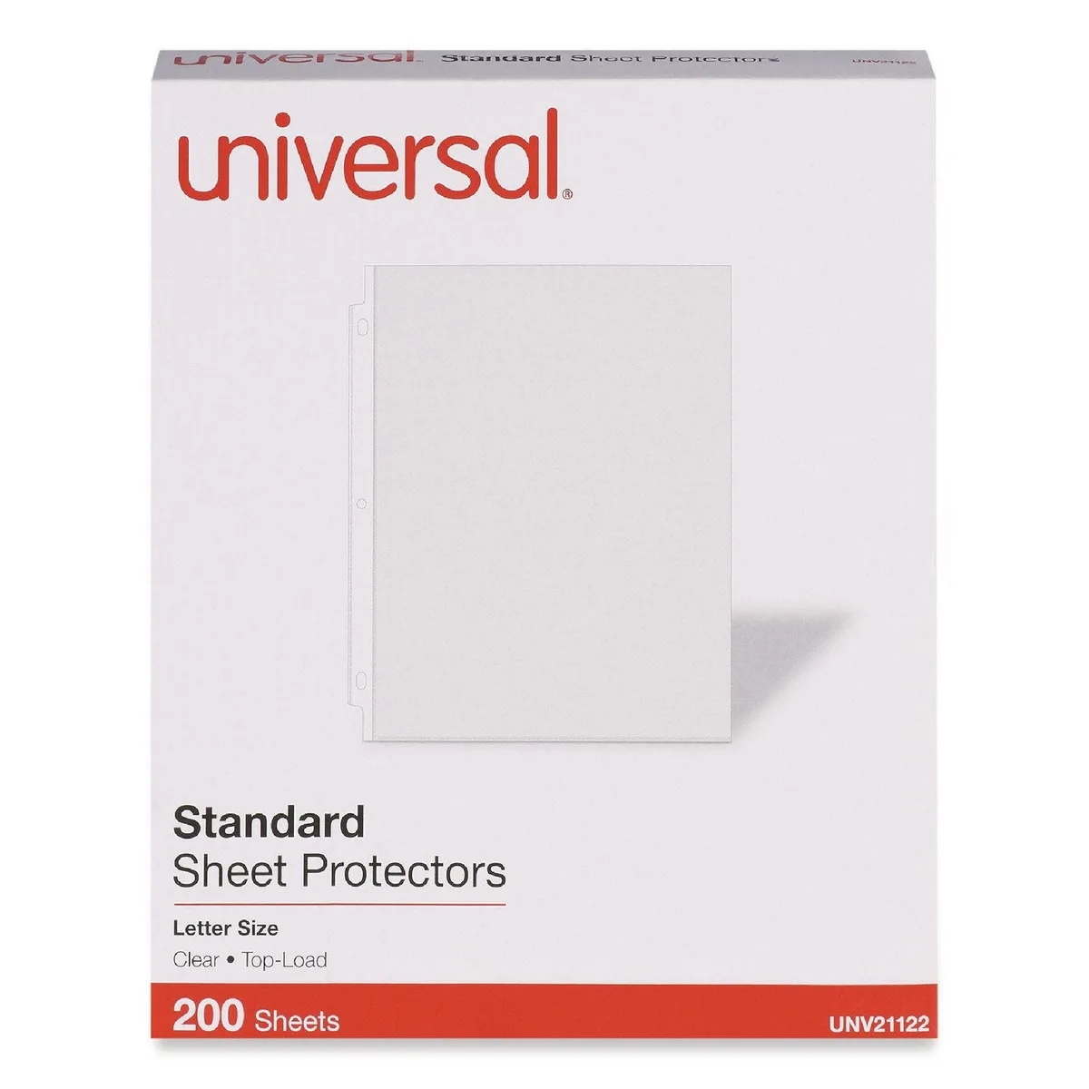Universal® Standard Sheet Protector, Standard, 8-1/2" x 11, Clear, 200/Box