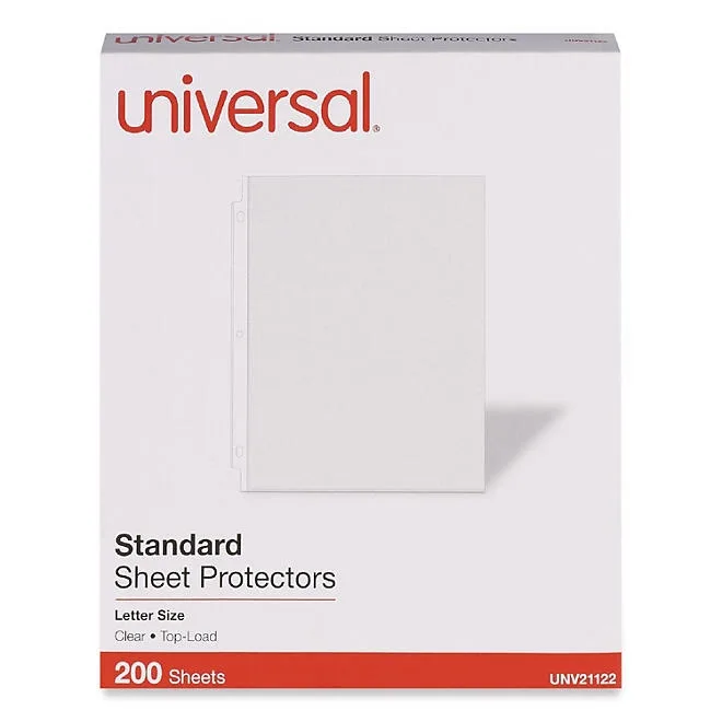 Universal® Standard Sheet Protector, Standard, 8-1/2" x 11, Clear, 200/Box 2