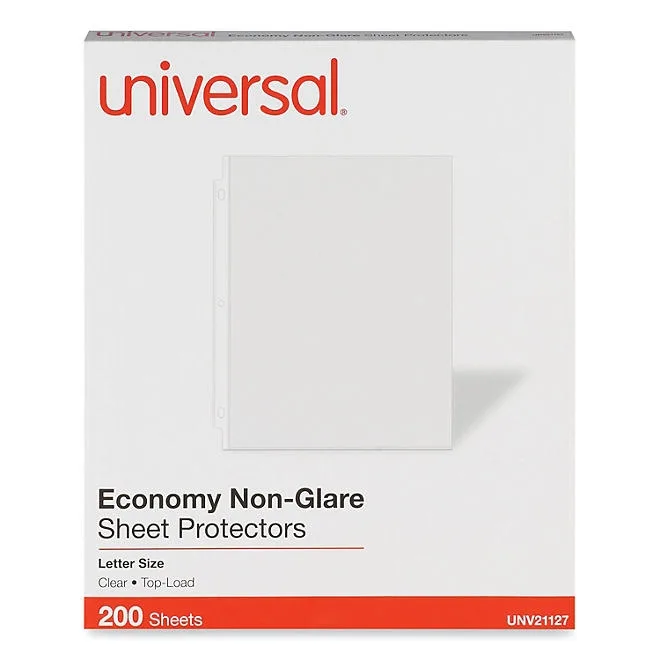Universal® Top-Load Poly Sheet Protectors, Nonglare, Economy, Letter, 200/Box 2