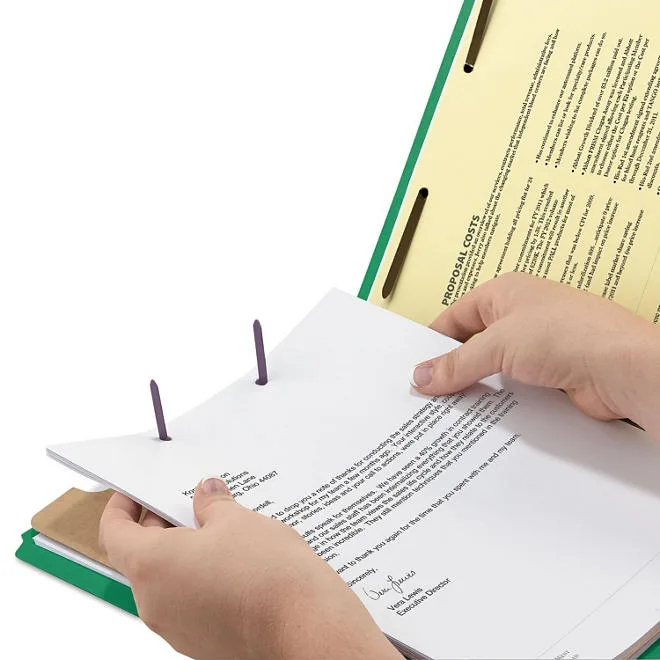 Smead 2" Expansion Pressboard Classification Folder, Two Dividers, Letter, Green, 10ct. 4