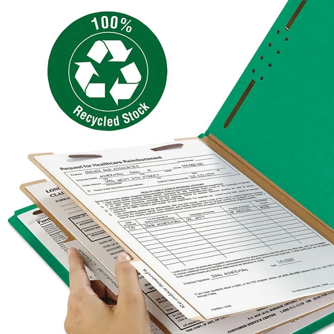 Smead 2" Expansion Pressboard Classification Folder, Two Dividers, Letter, Green, 10ct. 3