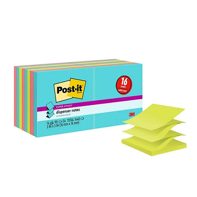 Post-it Super Sticky Pop-up Notes, 3" x 3", Supernova Neons Collection, 16 Pack, 1,440 Total Sheets 2