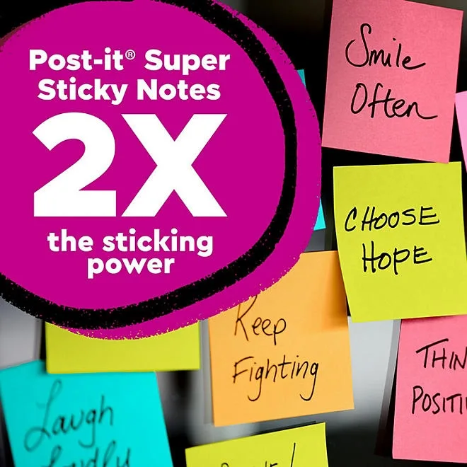 Post-it Super Sticky Notes, 3 in. x 3 in., Energy Boost Collection, 14 Pads/Pack 4