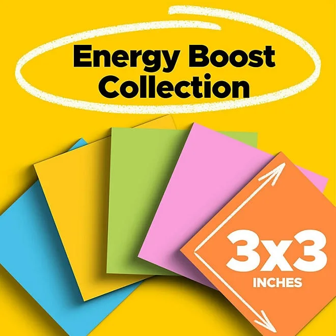 Post-it Super Sticky Notes, 3 in. x 3 in., Energy Boost Collection, 14 Pads/Pack 3