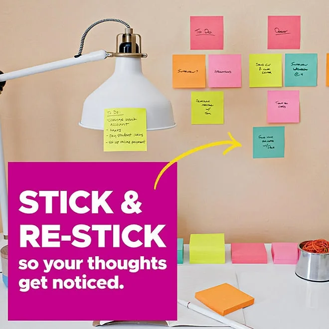 Post-it Super Sticky Notes, 4" x 6", Assorted Colors, Lined, 8 Pack, 800 Total Sheets 5