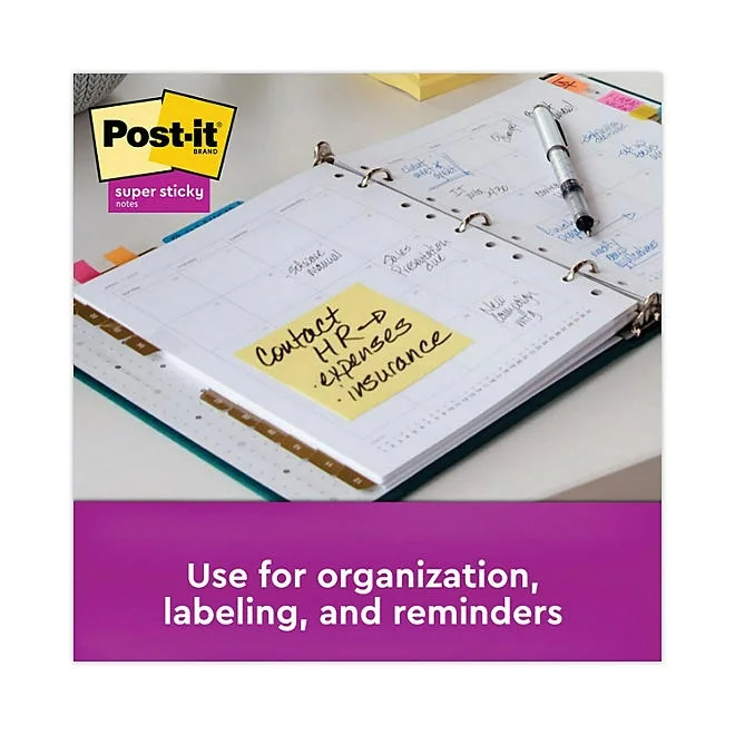 Post-it Notes Super Sticky Pads, 3" x 3", Canary Yellow, 24 Pads, 2,160 Total Sheets 5