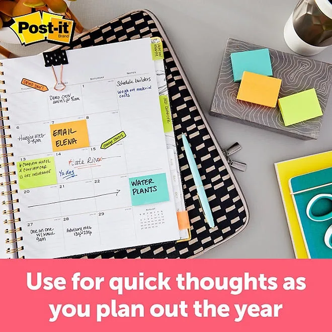Post-it Notes, 1 3/8" x 1 7/8", Cape Town Collection, 18 Pads, 1,800 Total Sheets 3