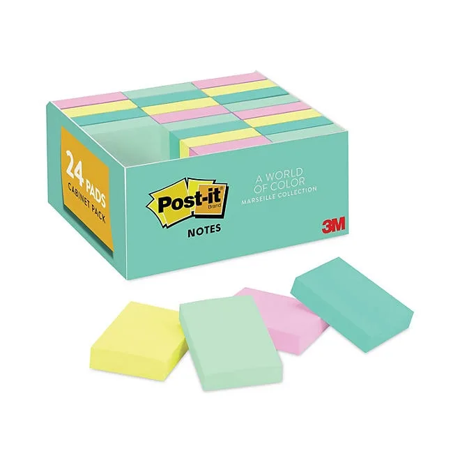 Post-it Notes in Marseille Colors, Value Pack, 1.5"x2" - 24/Pack 2