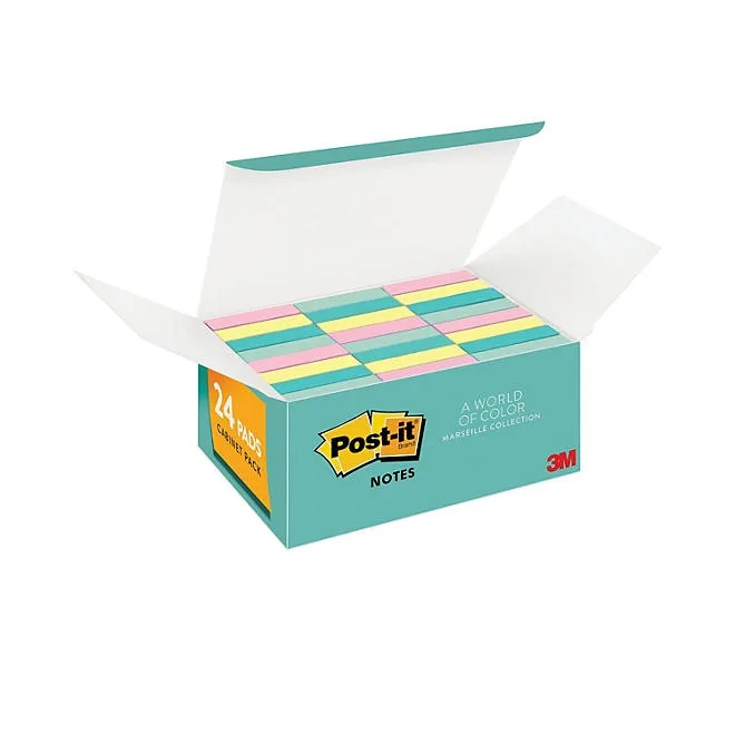 Post-it Notes in Marseille Colors, Value Pack, 1.5"x2" - 24/Pack 4