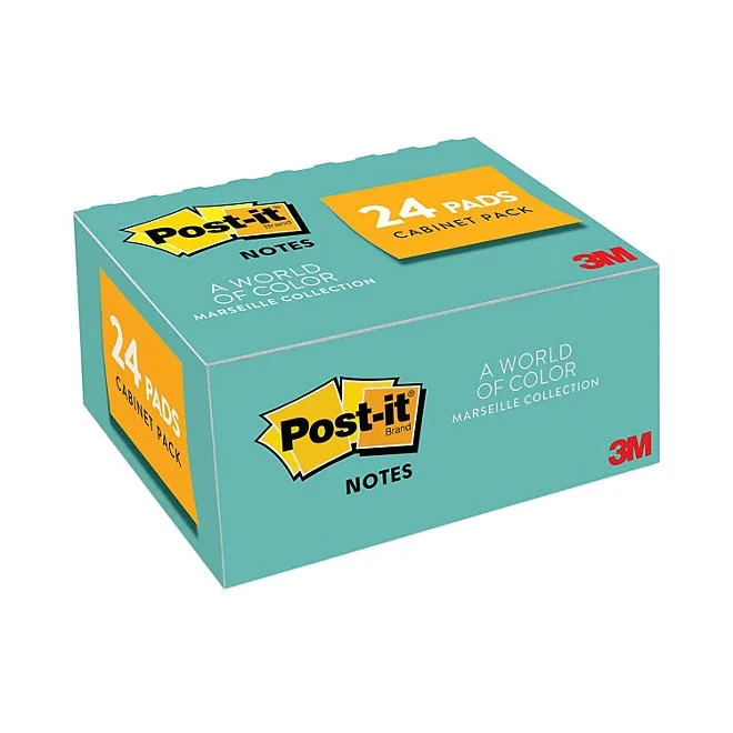 Post-it Notes in Marseille Colors, Value Pack, 1.5"x2" - 24/Pack 3