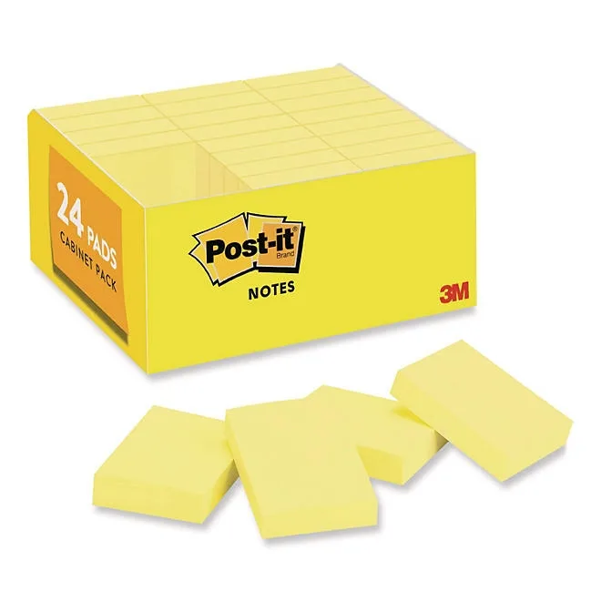 Post-it Notes - Original Pads in Canary Yellow, 1-1/2 x 2, 90/Pad - 24 Pads/Pack 2
