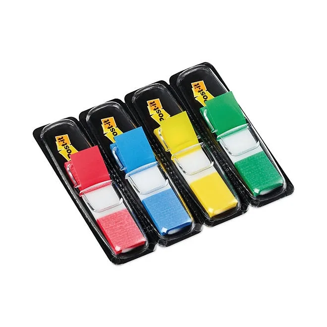 Post-it Flags - Small Page Flags in Dispensers, Four Colors, 35/Color - 4 Dispensers/Pack 4