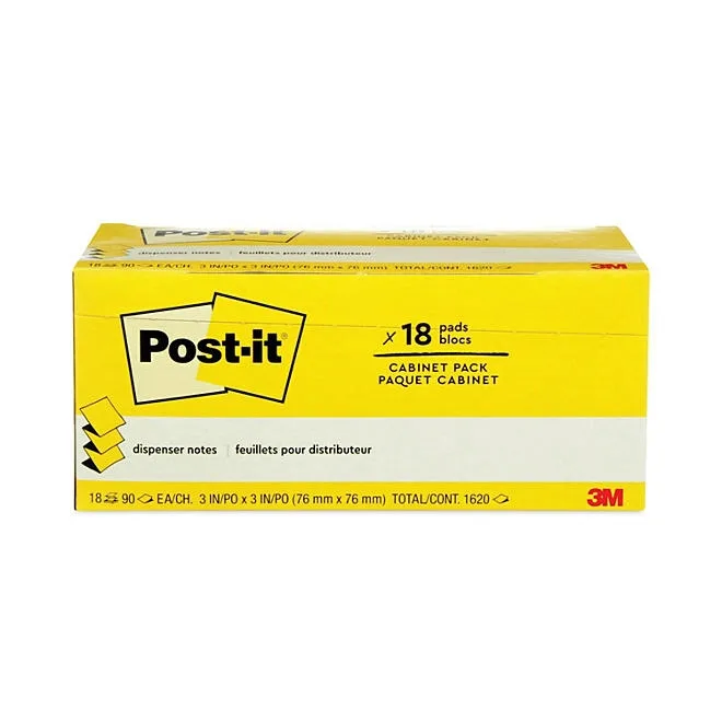 Post-it Pop-up Notes - Refill Cabinet Pack, 3 x 3, 90/Pad - 18 Pads/Pack 3