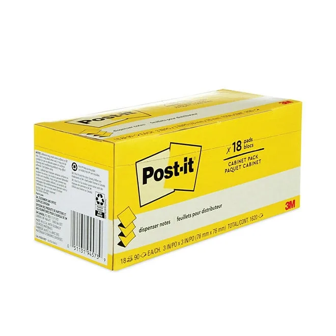 Post-it Pop-up Notes - Refill Cabinet Pack, 3 x 3, 90/Pad - 18 Pads/Pack 4