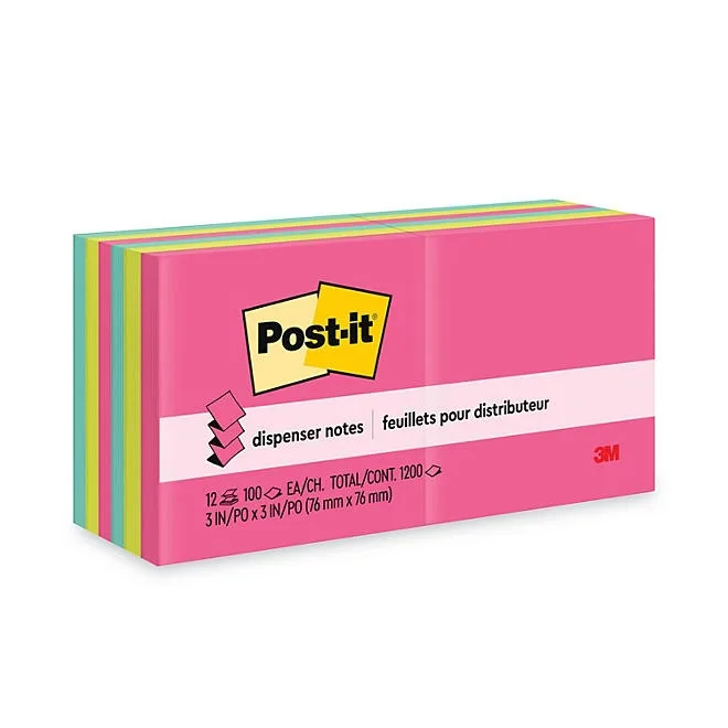 Post-it Pop-up Notes - Original Pop-up Refill, 3 x 3, Capetown, 100/Pad - 12 Pads/Pack 2