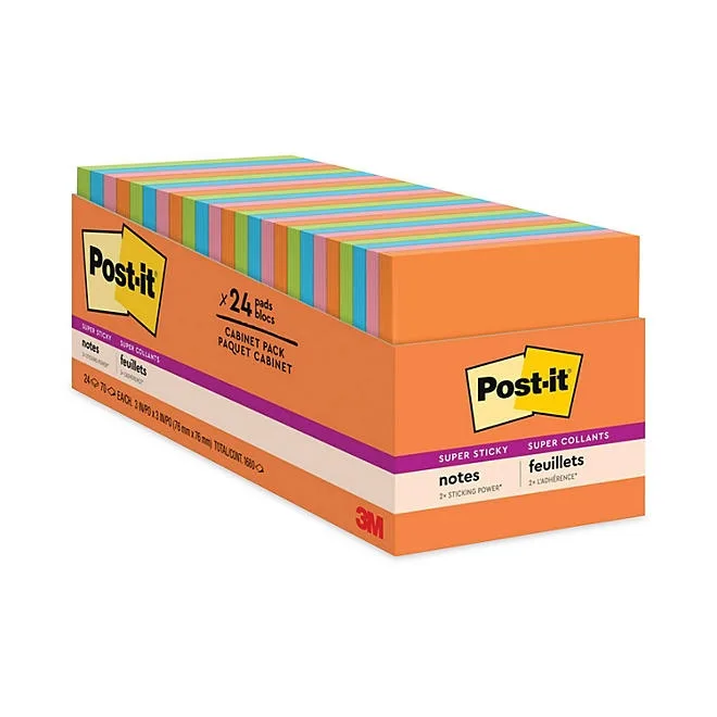 Post-it Notes Super Sticky Pads in Rio de Janeiro Colors, 3 x 3, 70-Sheet Pads, 24/Pack 2