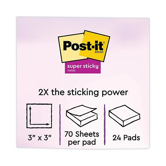 Post-it Notes Super Sticky Pads in Rio de Janeiro Colors, 3 x 3, 70-Sheet Pads, 24/Pack 3