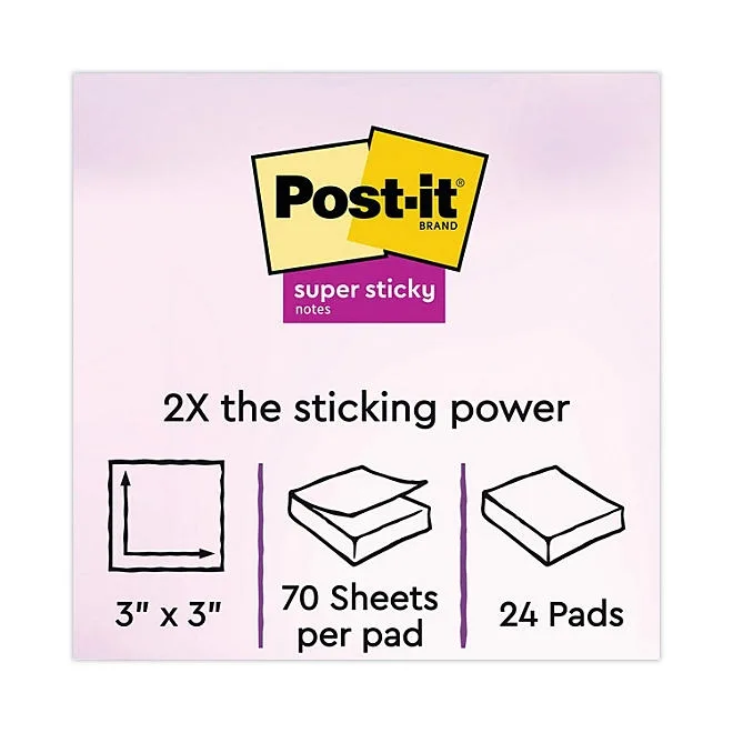 Post-it Notes Super Sticky Pads in Marrakesh Colors, 3 x 3, 70-Sheet, 24/Pack 3