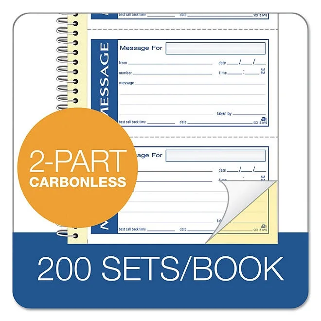 Adams® Write 'n Stick Phone Message Book, Two-Part Carbonless 5