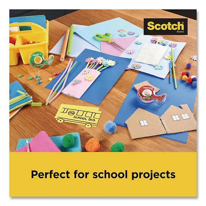 Office Essentials Kit, 7 Pads Assorted Super Sticky Notes, 1 Pack Flags, Roll Magic Tape, Roll Super-Hold Tape, 1 Scissors 5
