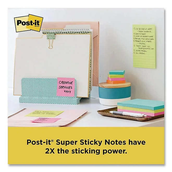 Office Essentials Kit, 7 Pads Assorted Super Sticky Notes, 1 Pack Flags, Roll Magic Tape, Roll Super-Hold Tape, 1 Scissors 4