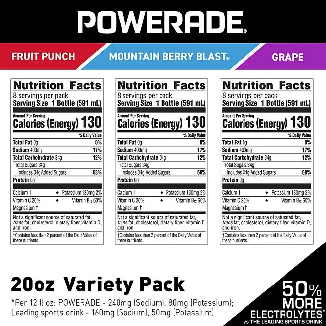 POWERADE Variety Pack Sports Drink, 20 fl. oz., 24 pk. 3