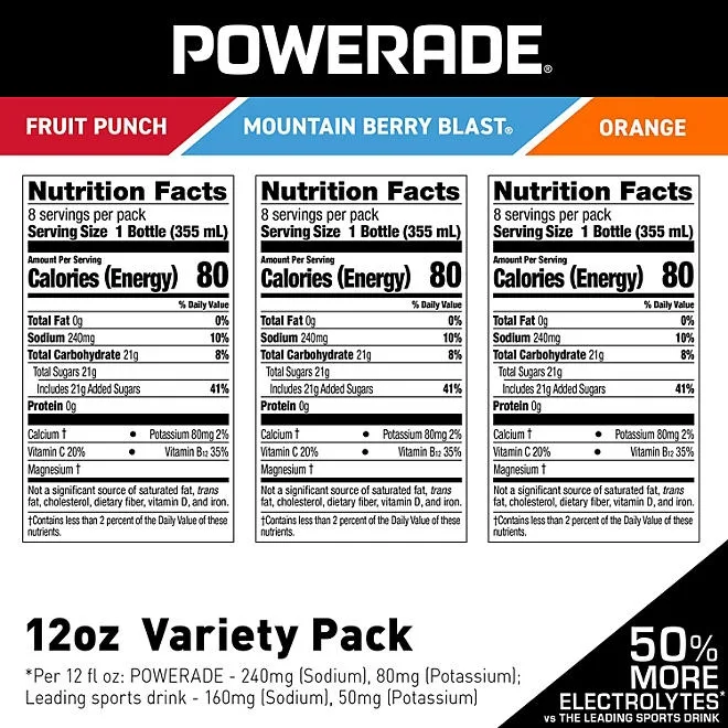 POWERADE Variety Pack Sports Drink, 12 fl. oz., 24 pk. 3