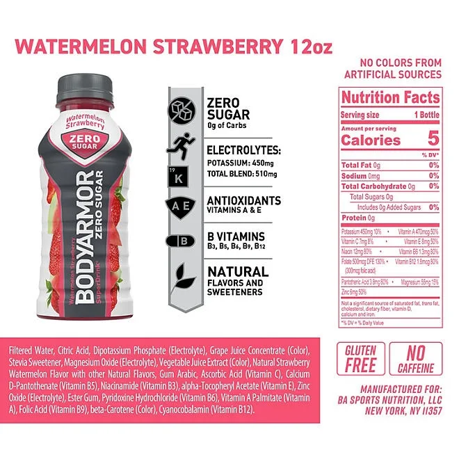 BODYARMOR Zero Sugar Variety Pack, 12 fl. oz. 24 pk. 4