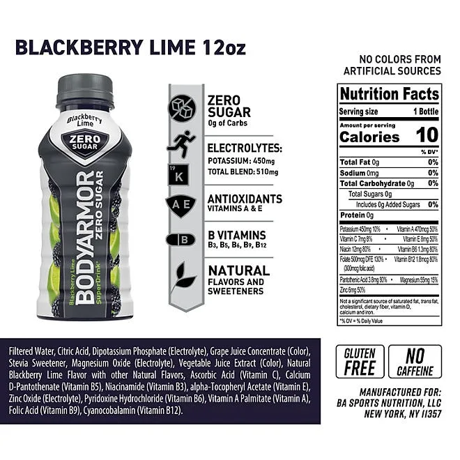 BODYARMOR Zero Sugar Variety Pack, 12 fl. oz. 24 pk. 3