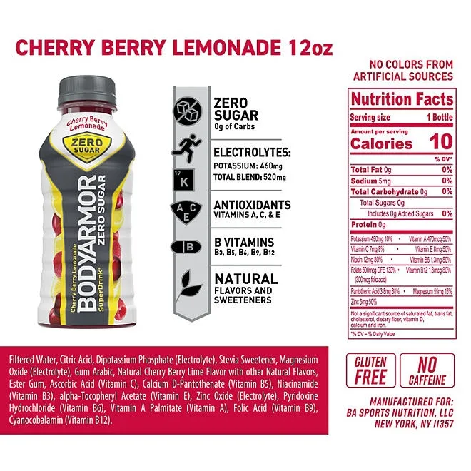 BODYARMOR Zero Sugar Variety Pack, 12 fl. oz. 24 pk. 5