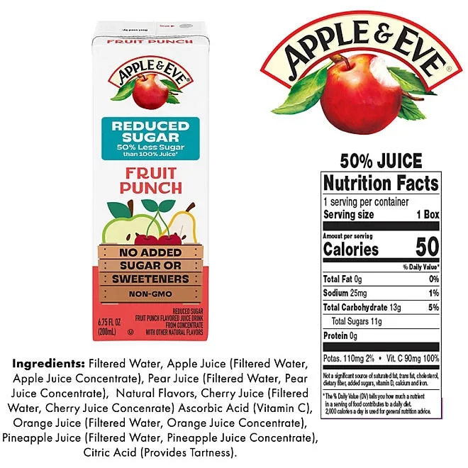 Apple & Eve Juice Reduced Sugar Variety Pack, 6.75 fl. oz., 40 pk. 4