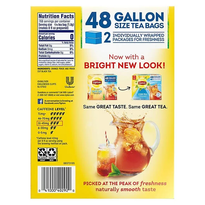 Lipton Iced Tea, Gallon Size Tea Bags, 48 ct. 3