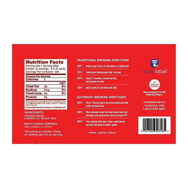 Luzianne Iced Tea Gallon Size Tea Bags 48 ct. 3