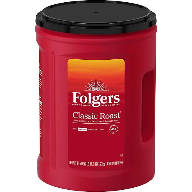 Folgers Classic Medium Roast Ground Coffee, 43.5 oz. 2