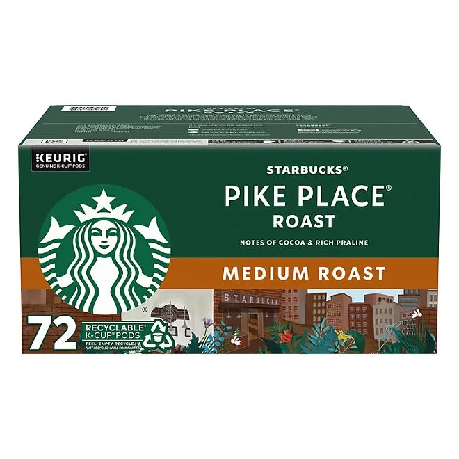 Starbucks Medium Roast K-Cup Coffee Pods, Pike Place, 72 ct. 2
