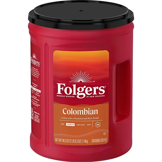 Folgers 100% Medium Roast Ground Colombian Coffee, 40.3 oz. 2