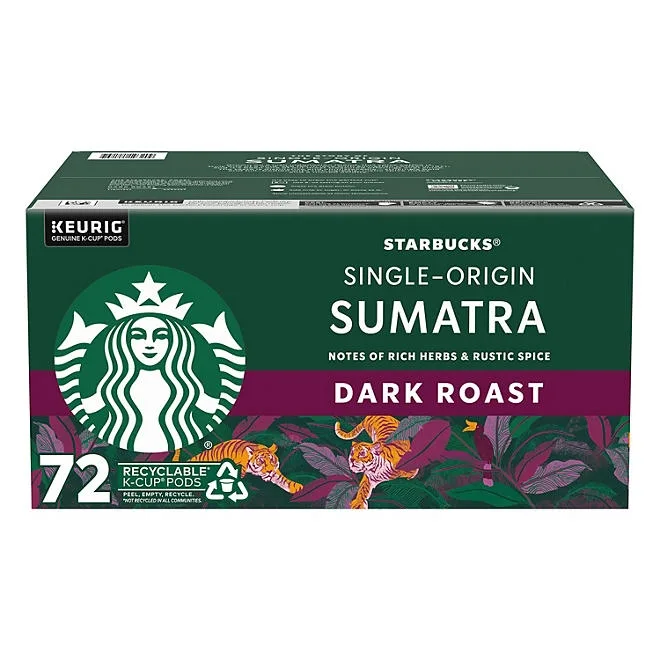 Starbucks Dark Roast K-Cup Coffee Pods, Single-Origin Sumatra, 72 ct. 2