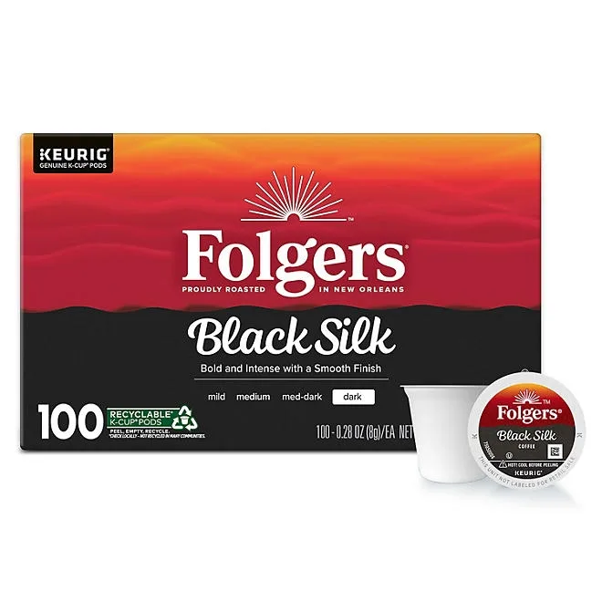 Folgers Dark Roast K-Cup Coffee Pods, Black Silk, 100 ct. 2