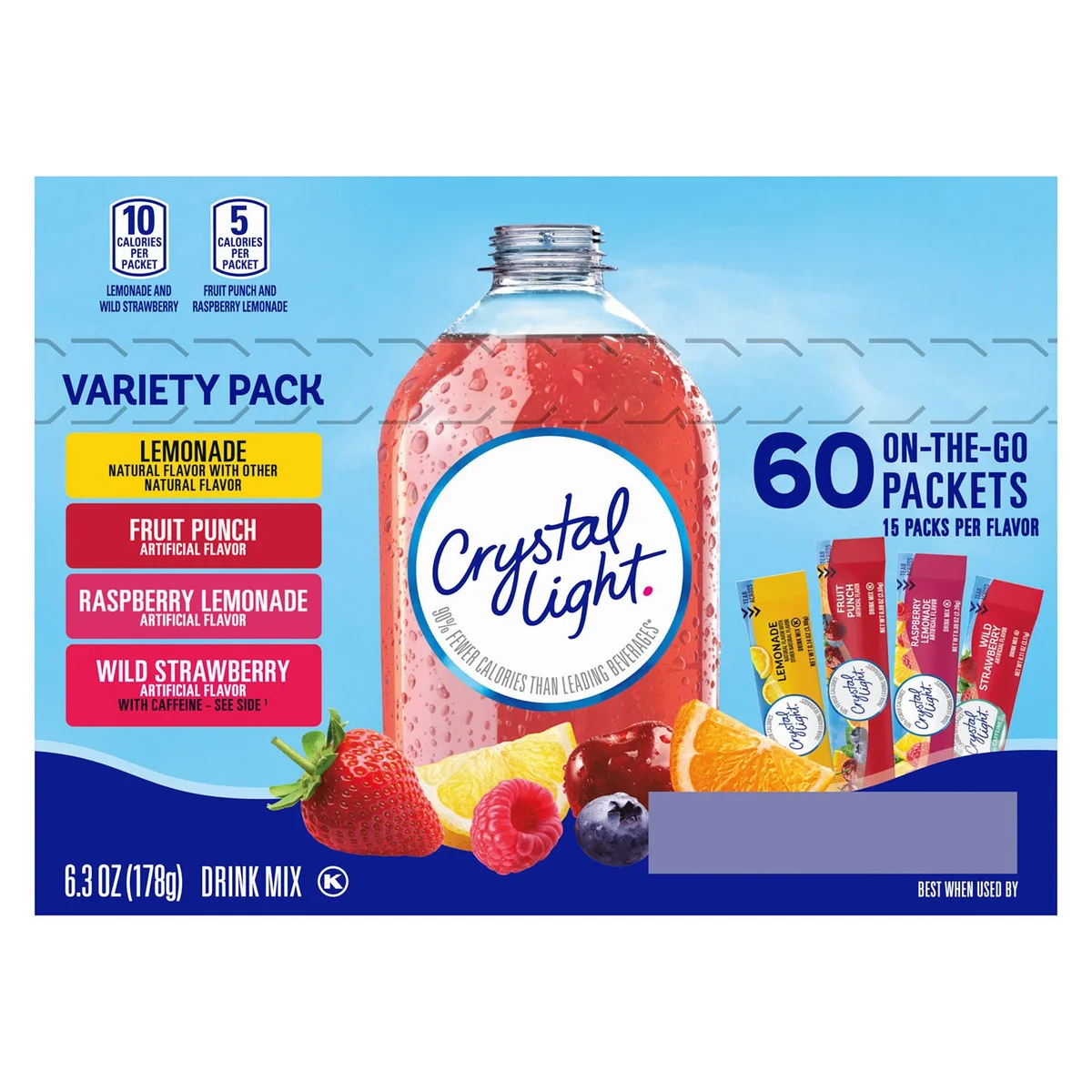 Crystal Light Variety Pack Drink Mix Packets 60 pk.