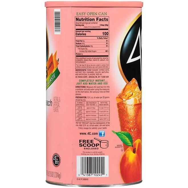 4C Peach Iced Tea Mix, 82.6 oz. 3