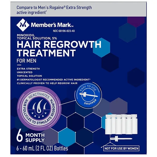 Member's Mark Minoxidil 5%, Hair Regrowth Treatment for Men, 2 fl. oz., 6 ct. 2