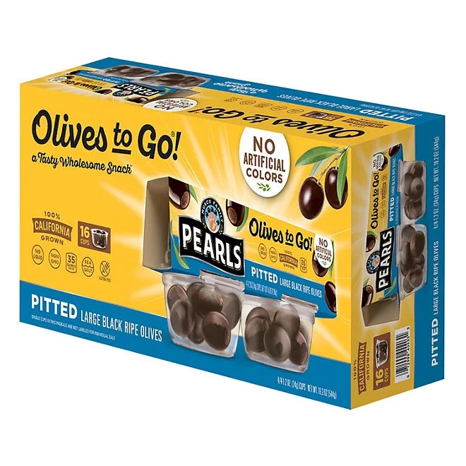 Pearl's Pitted Black Olives To Go Cups, 1.2 oz., 16 pk. 2