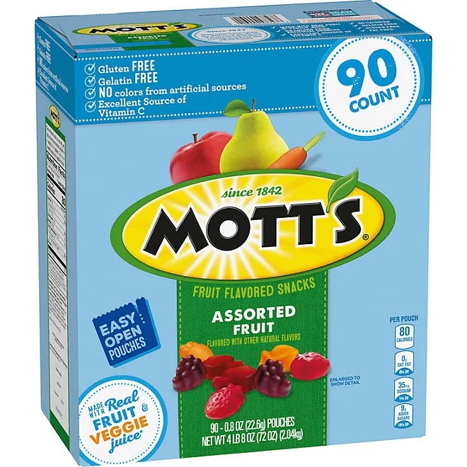 Mott's Assorted Fruit Flavored Snacks, 0.8 oz., 90 pk. 2
